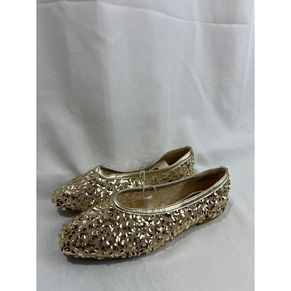 A New Day Womens Gold Sequin Ballet Flats Sparkly Slip On Dress Shoes Size 6